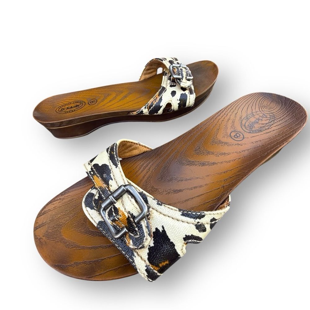 Dr. Scholl's Advanced Comfort Leopart Print Animal Faux Wood Sandals size 8 - Picture 7 of 12